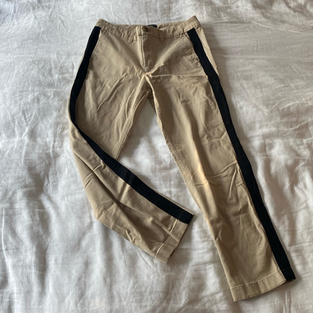 J. Crew High Rise Girlfriend Chino Khaki with Black Stripe- Size 4